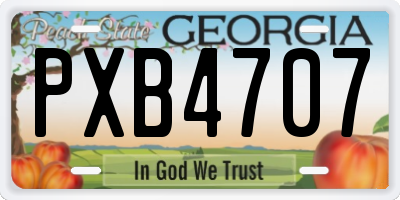GA license plate PXB4707