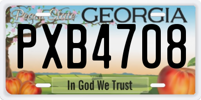 GA license plate PXB4708