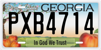 GA license plate PXB4714