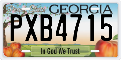 GA license plate PXB4715