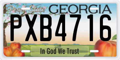 GA license plate PXB4716