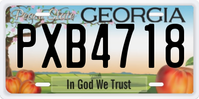 GA license plate PXB4718