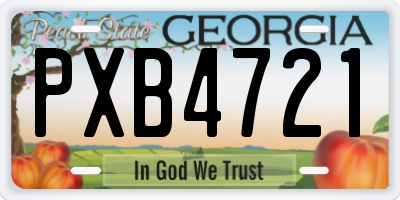GA license plate PXB4721