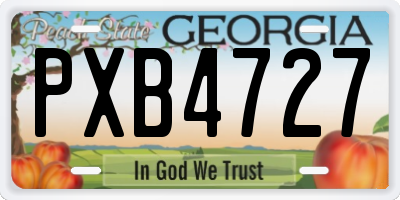 GA license plate PXB4727