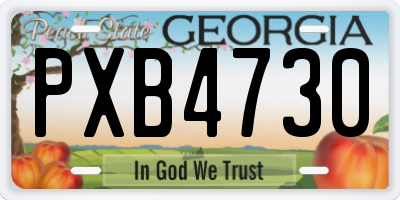 GA license plate PXB4730