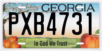 GA license plate PXB4731