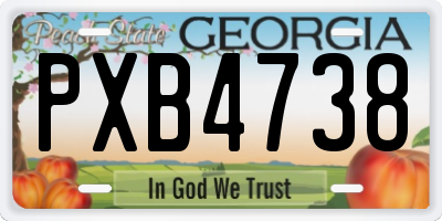 GA license plate PXB4738