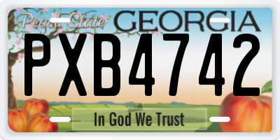 GA license plate PXB4742