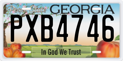 GA license plate PXB4746
