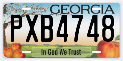 GA license plate PXB4748