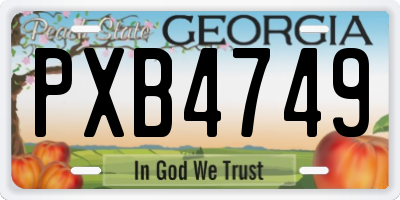 GA license plate PXB4749
