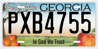 GA license plate PXB4755