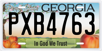 GA license plate PXB4763