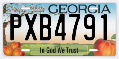 GA license plate PXB4791