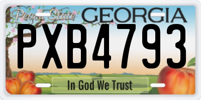 GA license plate PXB4793