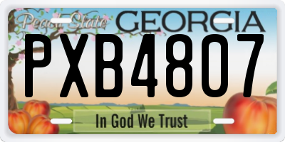 GA license plate PXB4807