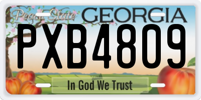 GA license plate PXB4809