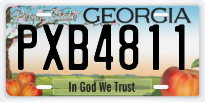 GA license plate PXB4811