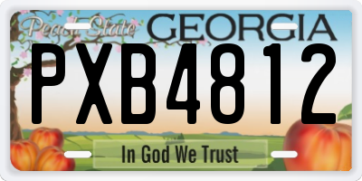 GA license plate PXB4812