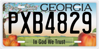 GA license plate PXB4829