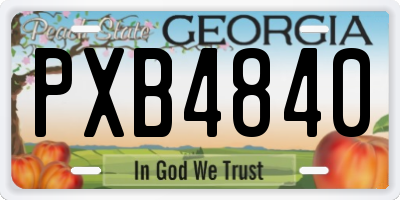 GA license plate PXB4840