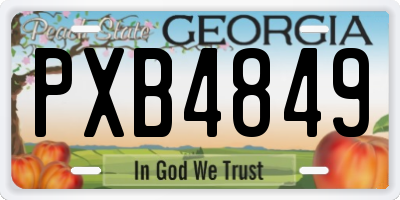 GA license plate PXB4849