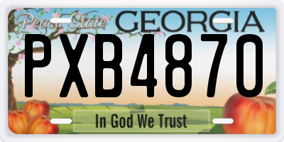GA license plate PXB4870