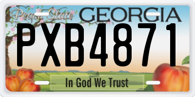 GA license plate PXB4871