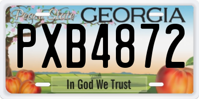 GA license plate PXB4872