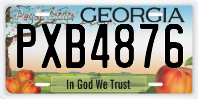 GA license plate PXB4876