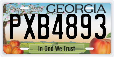 GA license plate PXB4893