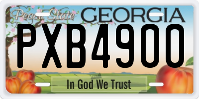 GA license plate PXB4900