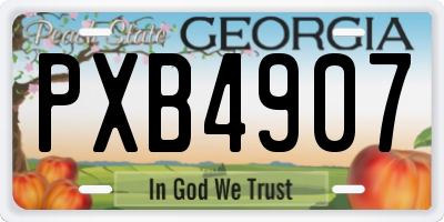 GA license plate PXB4907