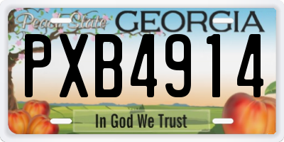GA license plate PXB4914