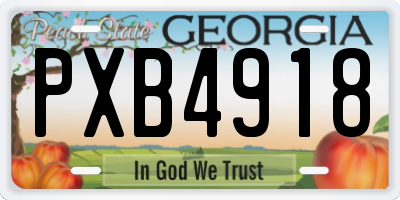 GA license plate PXB4918