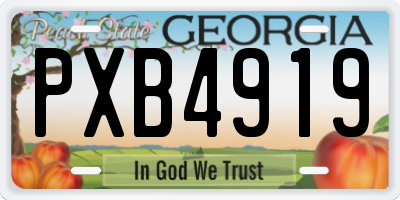 GA license plate PXB4919