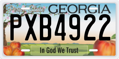 GA license plate PXB4922