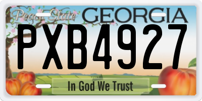 GA license plate PXB4927