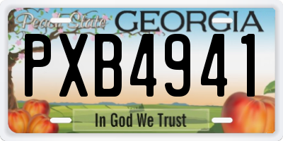 GA license plate PXB4941