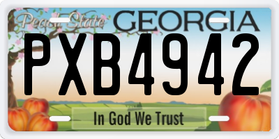GA license plate PXB4942