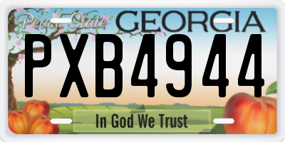 GA license plate PXB4944