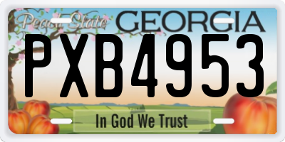 GA license plate PXB4953