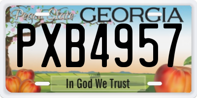 GA license plate PXB4957