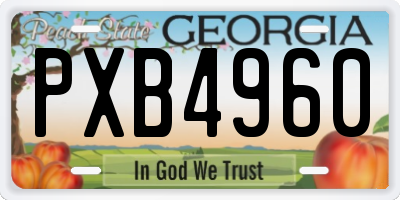 GA license plate PXB4960