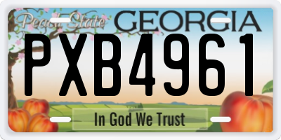 GA license plate PXB4961