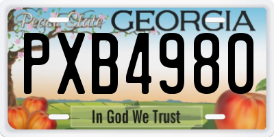 GA license plate PXB4980