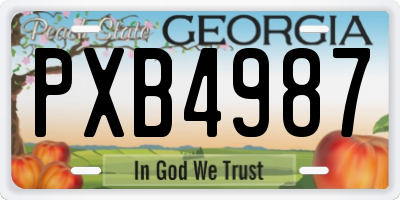 GA license plate PXB4987