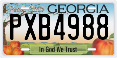 GA license plate PXB4988