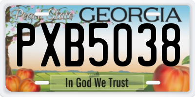 GA license plate PXB5038
