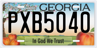 GA license plate PXB5040